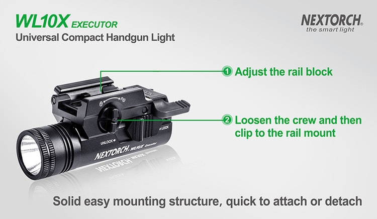 NEXTORCH WL10X Universal Handgun Light - Vapenlampa 230LM
