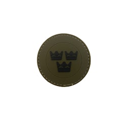 Gummi Märke med Tre Kronor Rund - Army Green/Svart