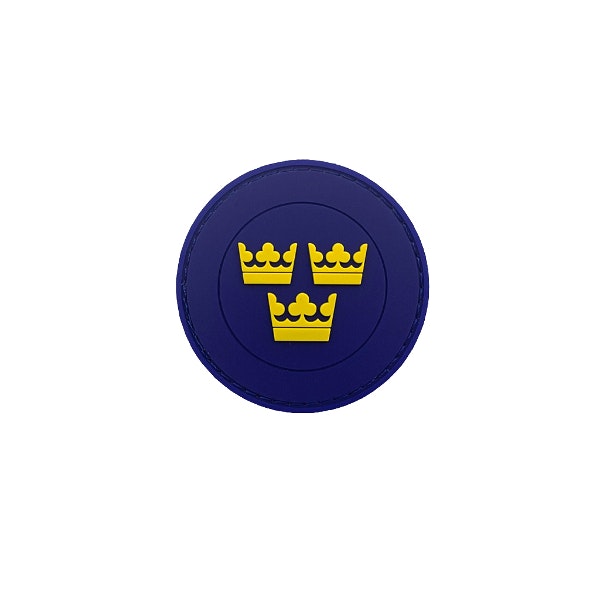 Gummi Märke med Tre Kronor Rund - Blå/Gul