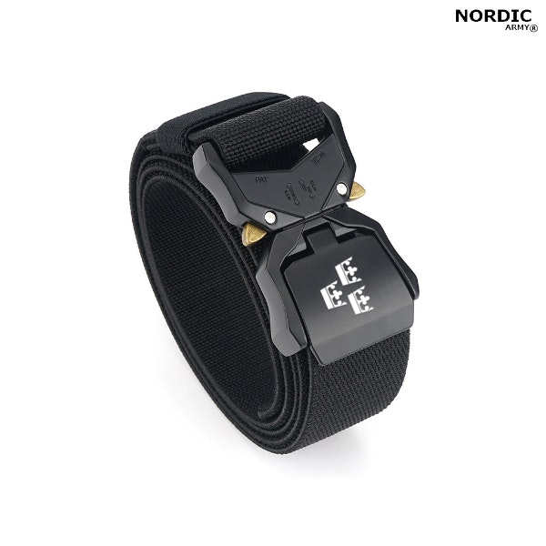 Nordic Army® Tactical Stretchbälte Tre kronor - Svart