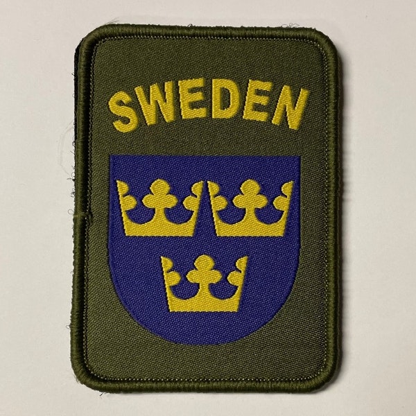 Svensk militär tygmärke med kardborre SWEDEN 8,5 x 6,0 cm