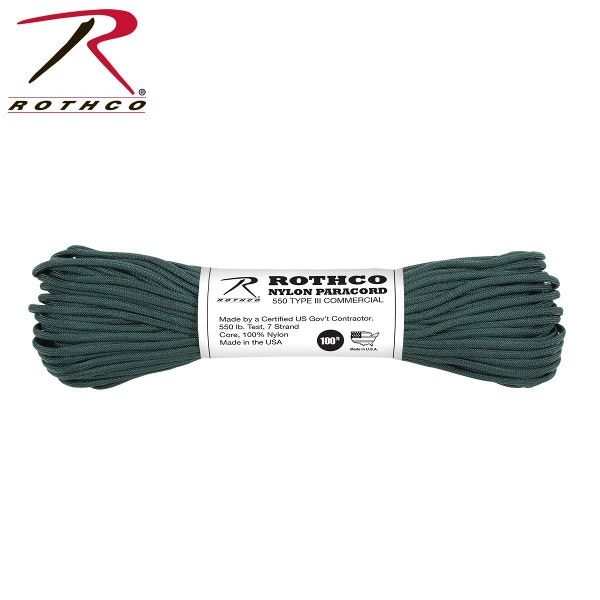 ROTHCO 550lb Nylon Paracord 100ft - Hunter Green