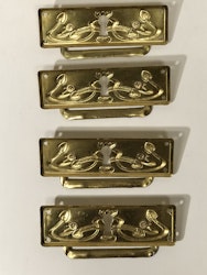MÖBELHANDTAG 4 st. mässing, Jugend, 1900.