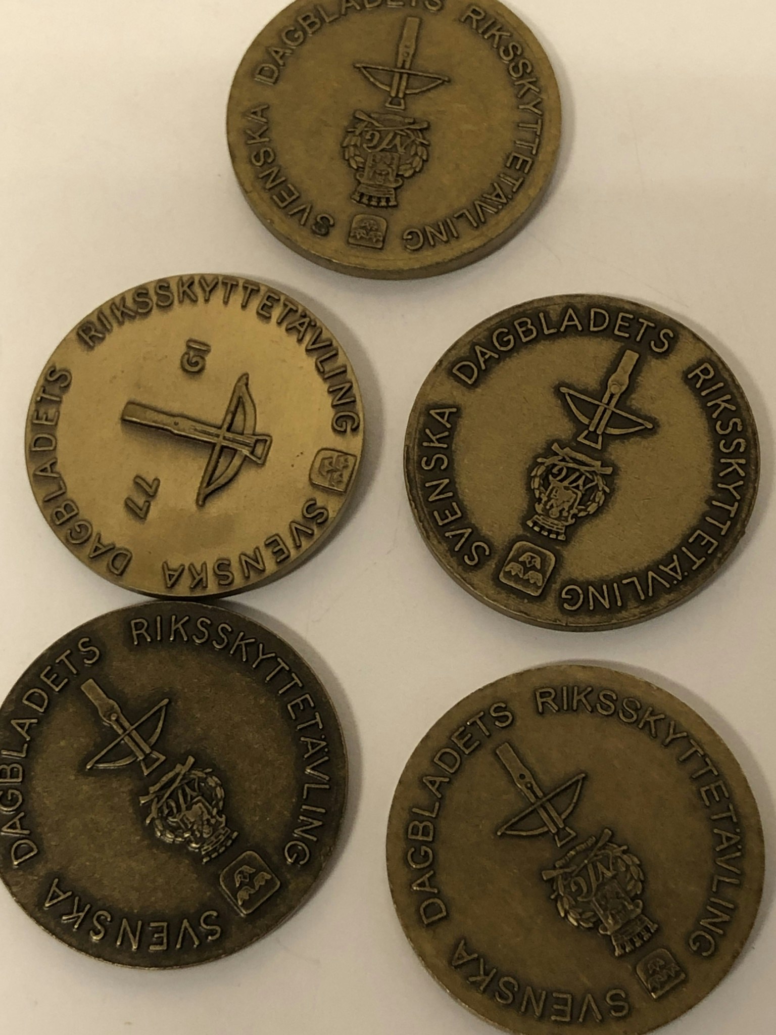 MEDALS 13 pcs, metal, Svenska Dagbladet's National Shooting Competition.
