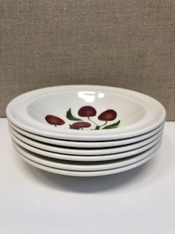 DESSERT PLATES, 6 pcs. Burgundy Cherry & Devon Peach England.