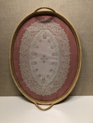 TRAY, rattan/glass, 1900s.