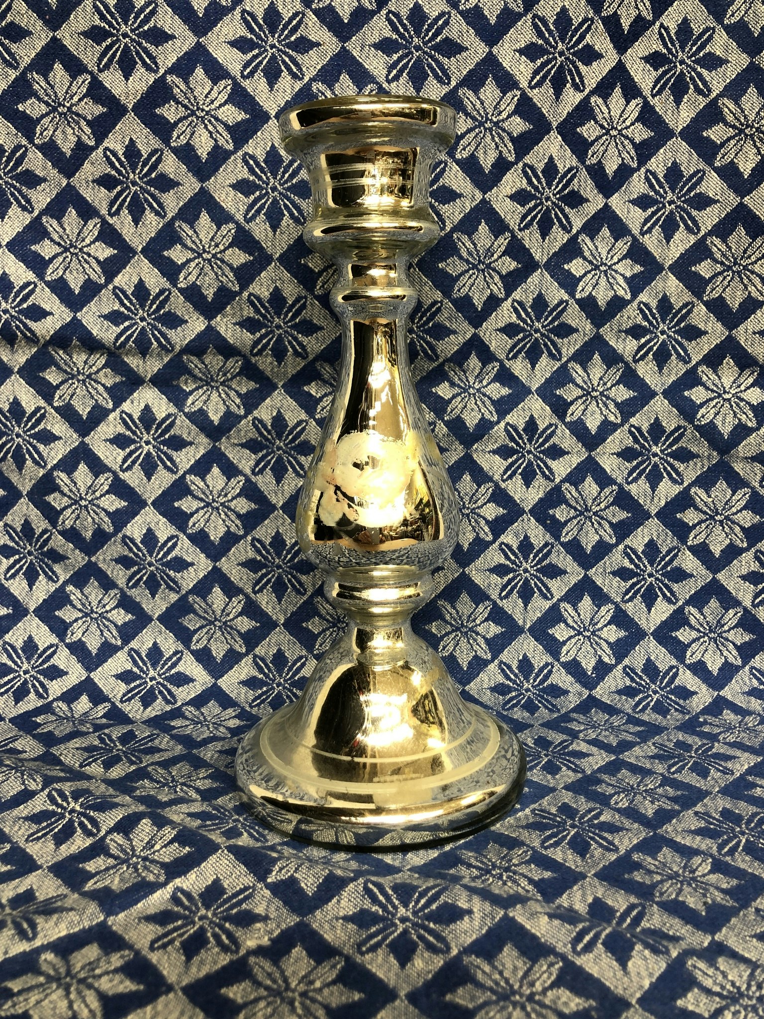 LJUSSTAKE, glas, "Fattigmanssilver" 1800-tal.