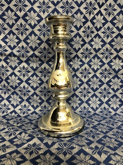 LJUSSTAKE, glas, "Fattigmanssilver" 1800-tal.