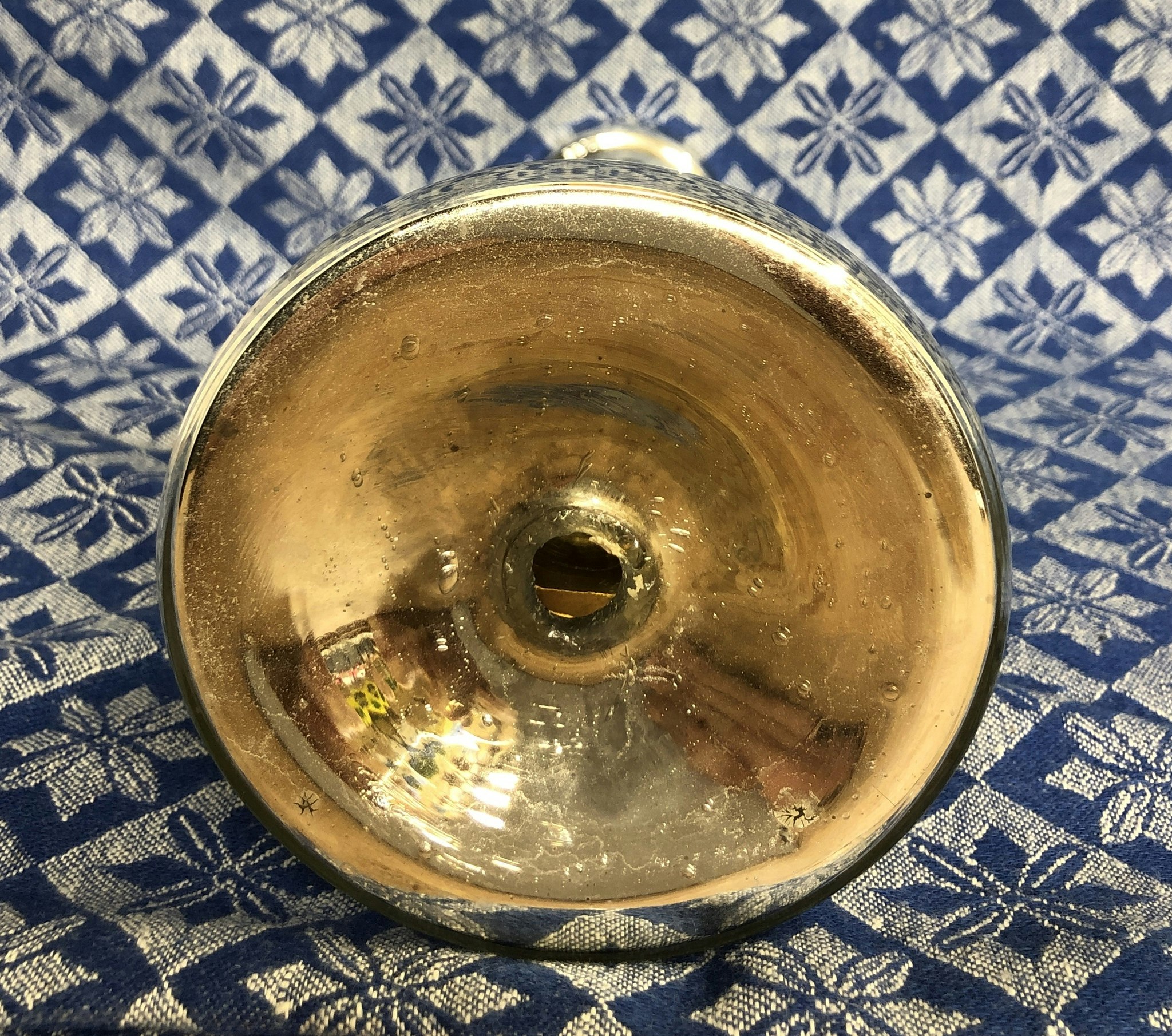 LJUSSTAKE, glas, "Fattigmanssilver" 1800-tal.