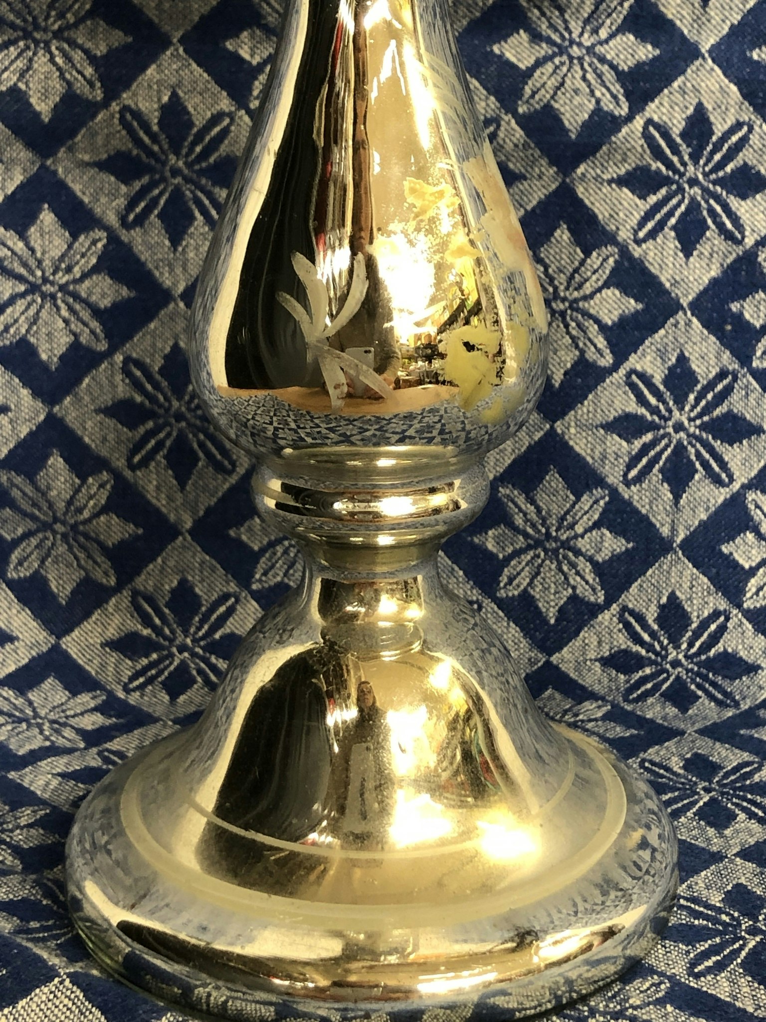 LJUSSTAKE, glas, "Fattigmanssilver" 1800-tal.