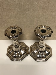 CANDLESTICKS, a pair, nickel silver, mid-20th century.