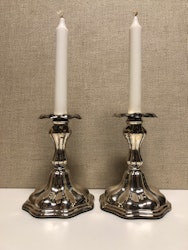CANDLESTICKS, a pair, nickel silver, mid-20th century.