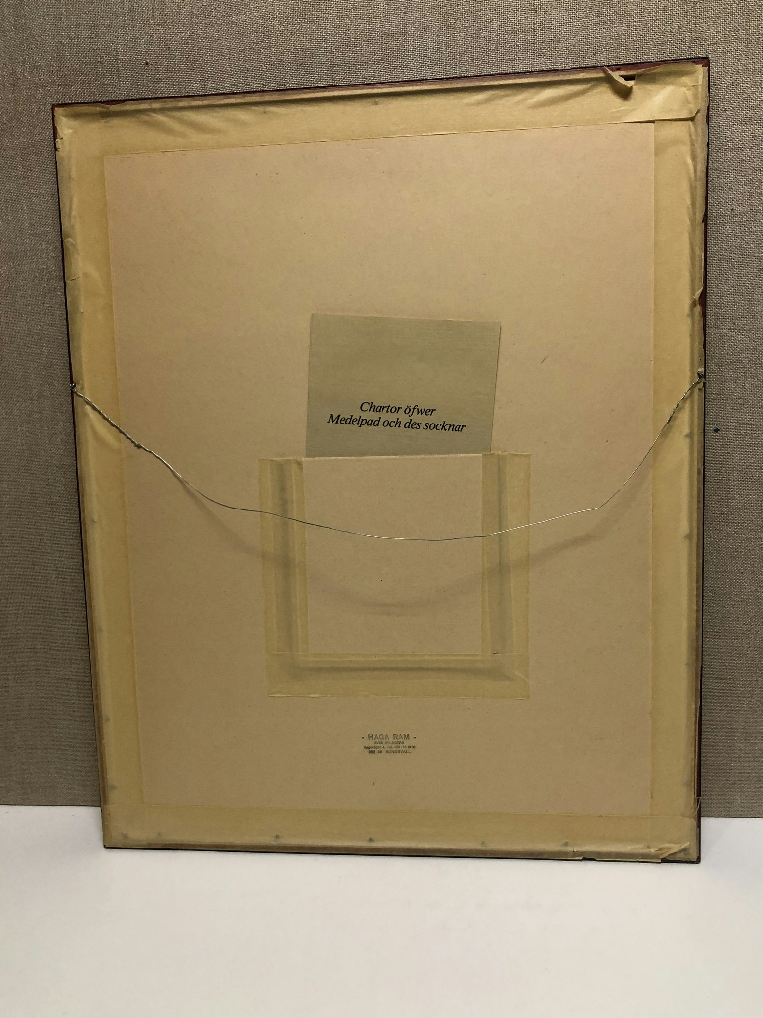 MAP, of Medelpad and its parishes, offset copy, framed.