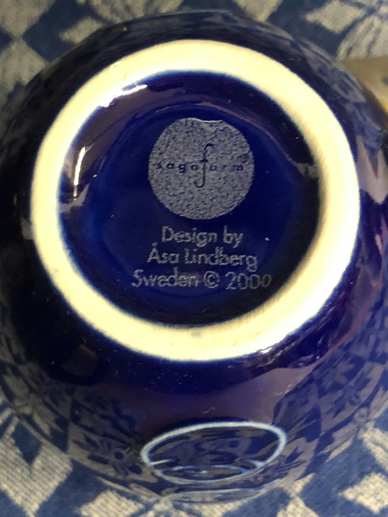 MUGGAR 6 st. porslin "Blåbär" Åsa Lindberg, Saga Form, 2000-tal.