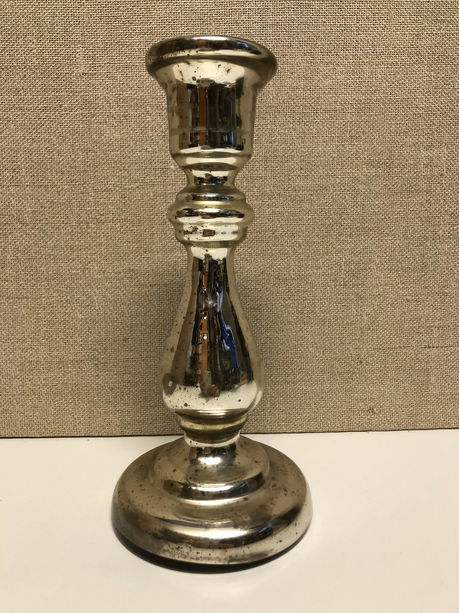 LJUSSTAKE, glas, "Fattigmanssilver" 1800-tal.