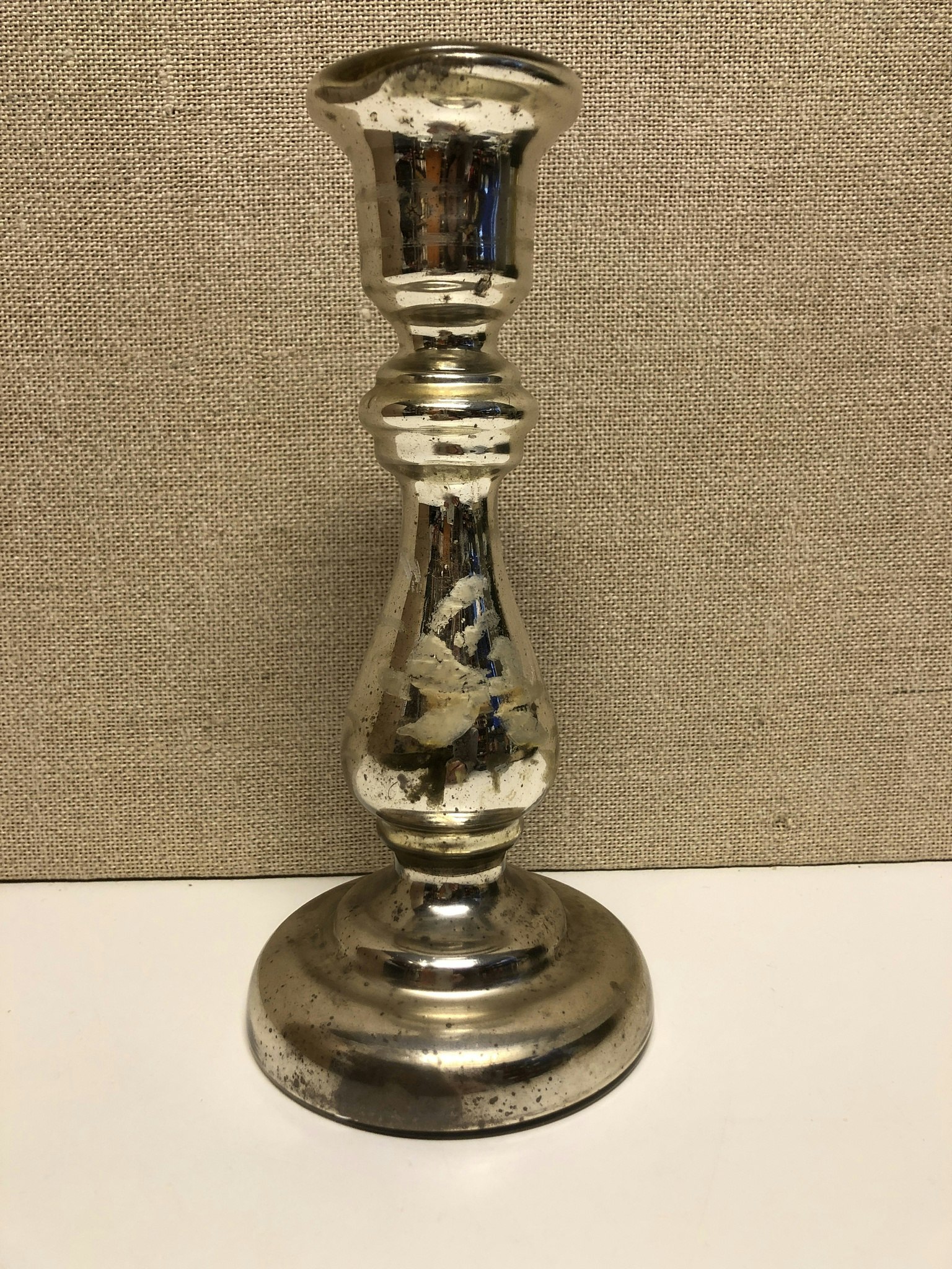LJUSSTAKE, glas, "Fattigmanssilver" 1800-tal.