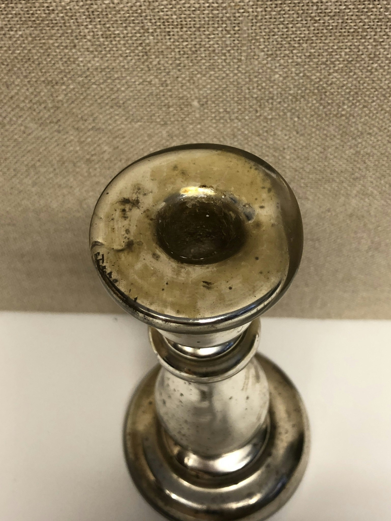 LJUSSTAKE, glas, "Fattigmanssilver" 1800-tal.
