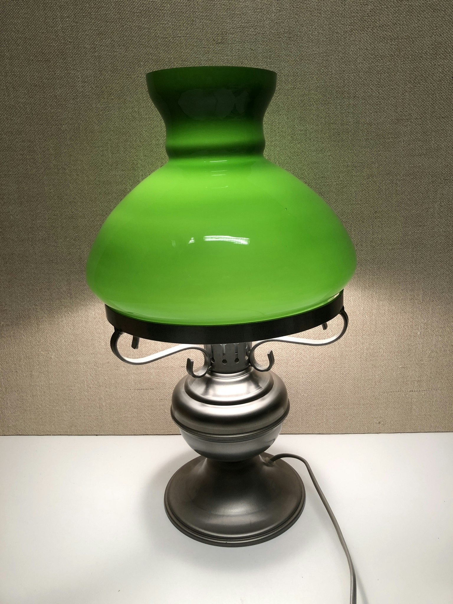BORDSLAMPA, metall/glas, 1970/80-tal.