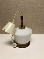 TAKLAMPA, glas/teak/mässing, 1960-tal.