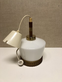 TAKLAMPA, glas/teak/mässing, 1960-tal.