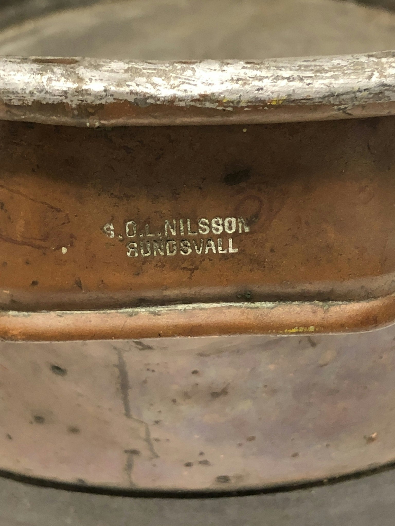 TVÄTTBALJA, koppar, 13 L, S.O.L. Nilsson Sundsvall, 1900-talets början.