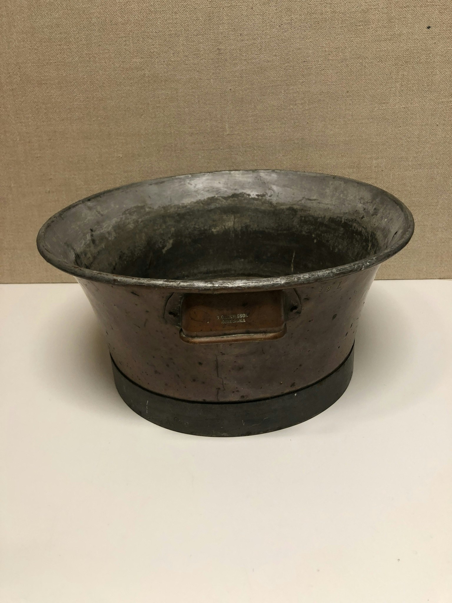 TVÄTTBALJA, koppar, 13 L, S.O.L. Nilsson Sundsvall, 1900-talets början.
