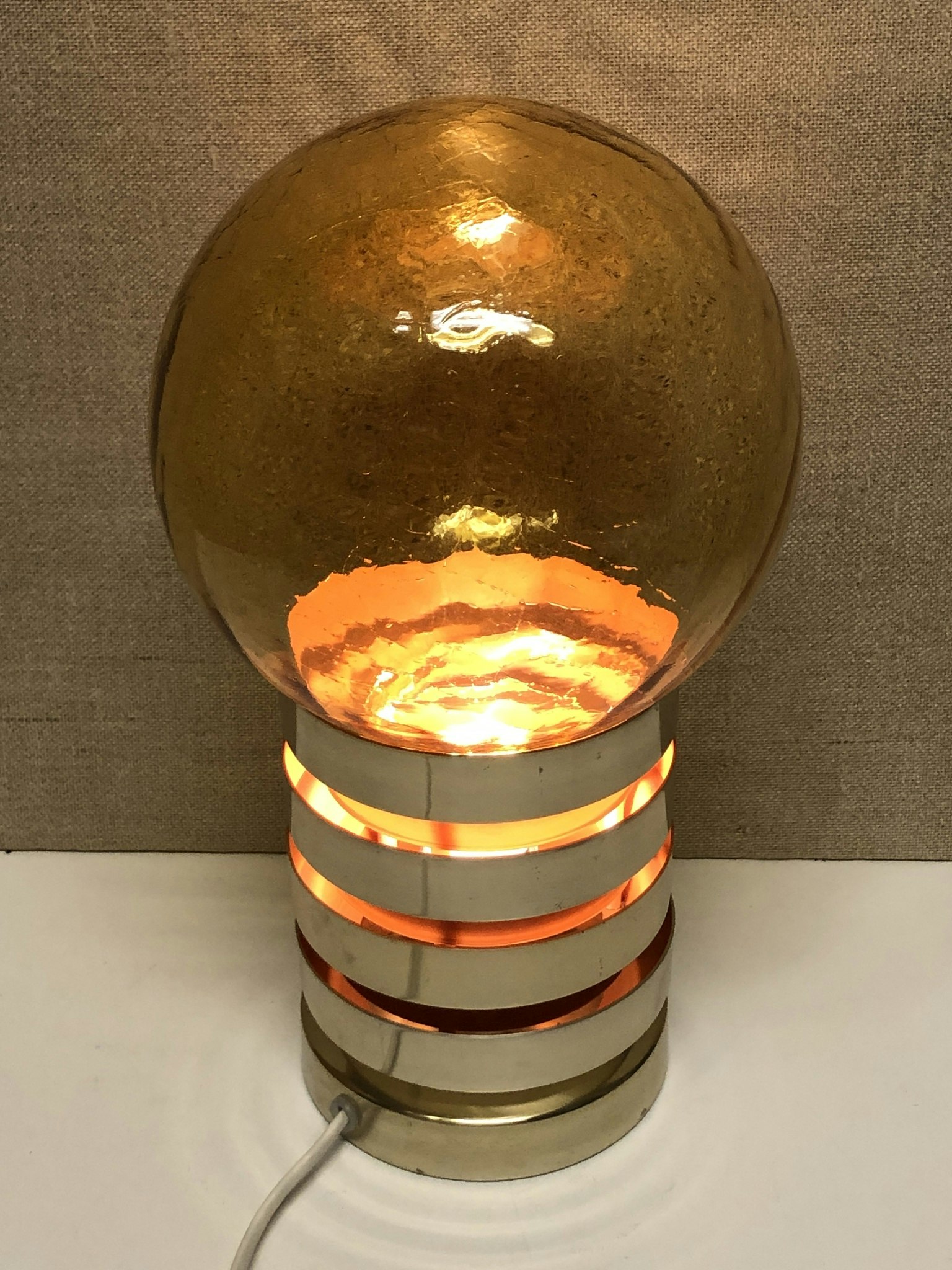 BORDSLAMPA, glas, metall, Fåglavik, 1960/70-tal.