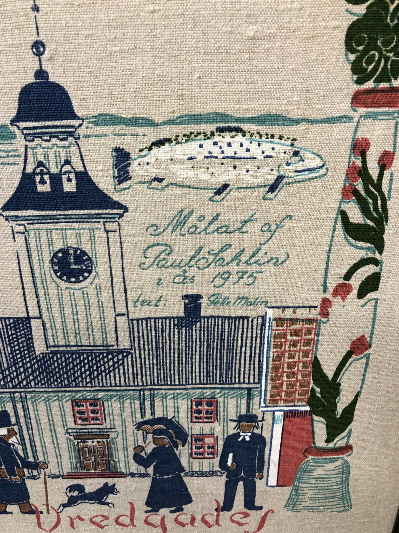 VÄGGBONAD, textil, handtryck, Paul Salhlin, Frösö Handtryck AB, 1975.