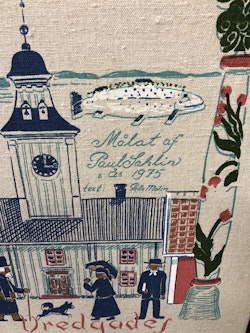 VÄGGBONAD, textil, handtryck, Paul Salhlin, Frösö Handtryck AB, 1975.