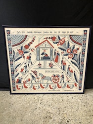 VÄGGBONAD, textil handtryck, ungdomskvaren 1812, efter Juwas Anders Ersson