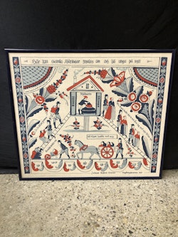 VÄGGBONAD, textil handtryck, ungdomskvaren 1812, efter Juwas Anders Ersson