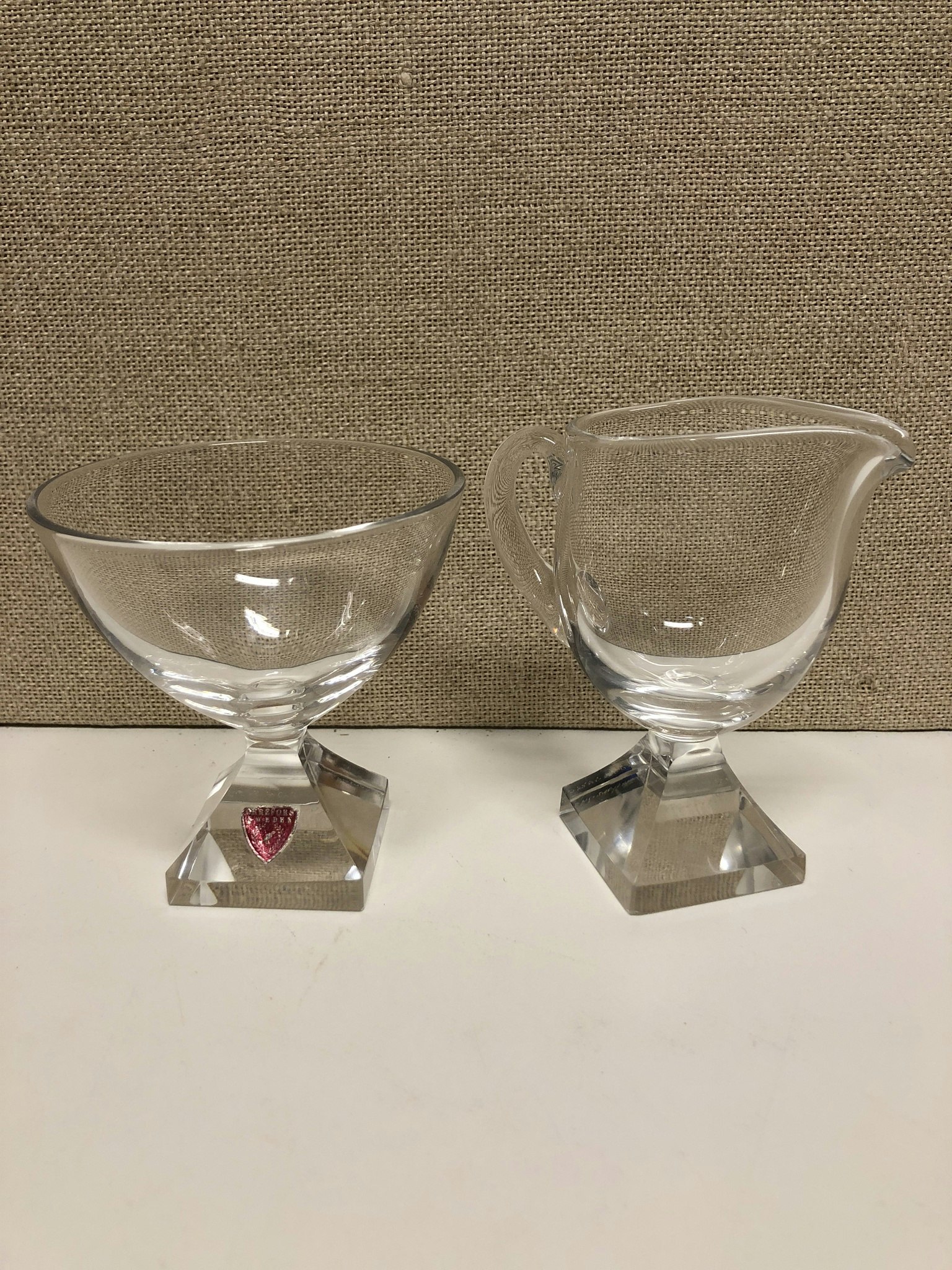 MJÖLKKANNA & SOCKERSKÅL, glas, Orrefors.
