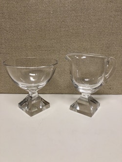 MJÖLKKANNA & SOCKERSKÅL, glas, Orrefors.