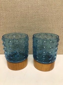 LJUSLYKTOR, ett par, glas, trä 1960/70-tal