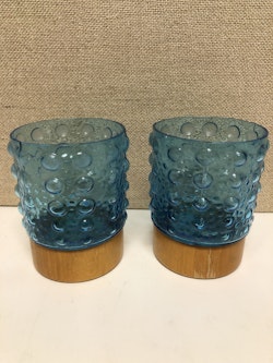 LJUSLYKTOR, ett par, glas, trä 1960/70-tal