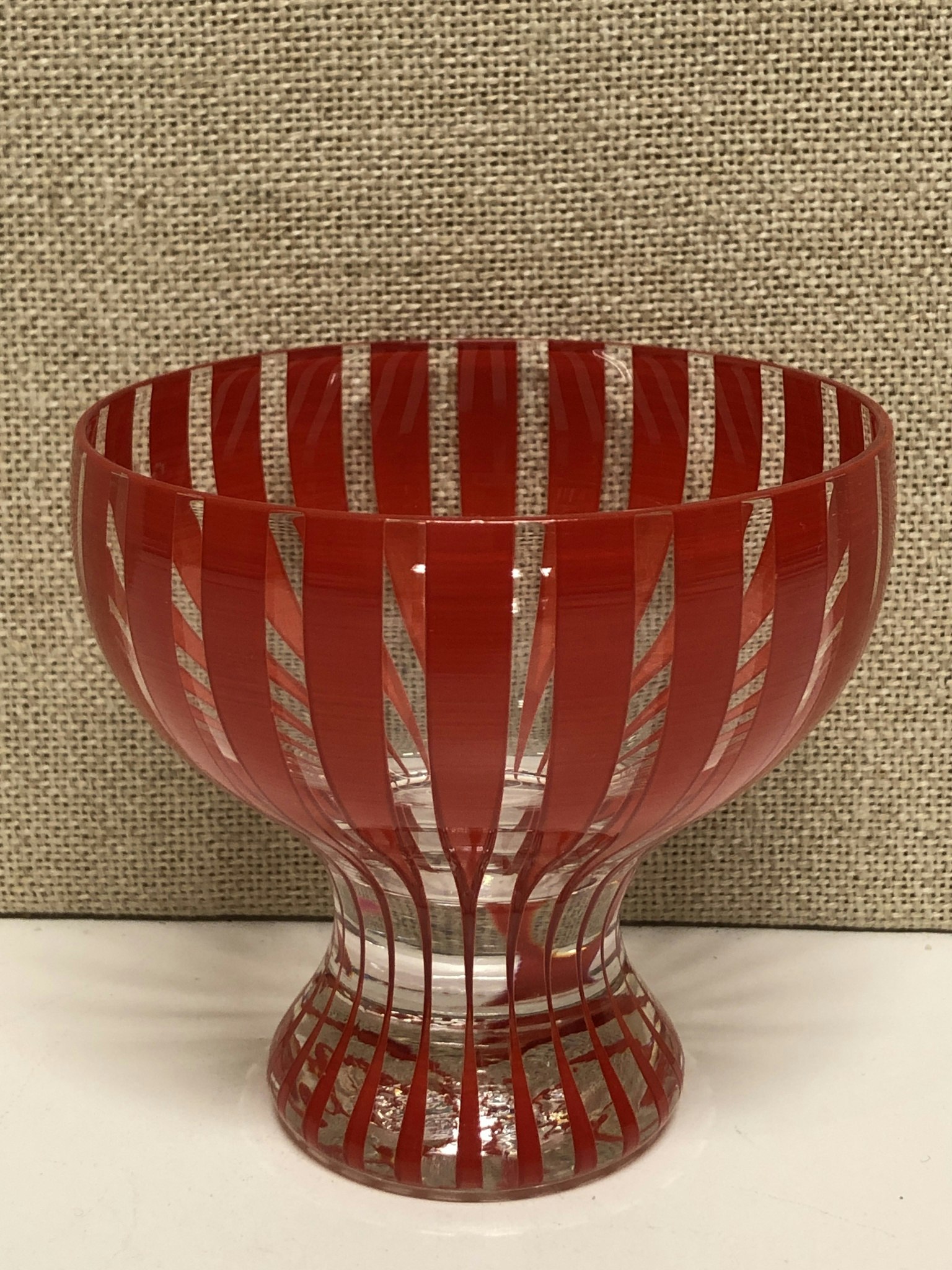 COUPEGLAS, rött "Strikt" Bengt Orup, Johannesfors, 1950-tal.