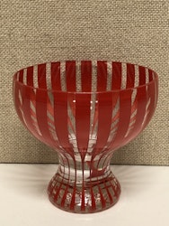 COUPEGLAS, rött "Strikt" Bengt Orup, Johannesfors, 1950-tal.