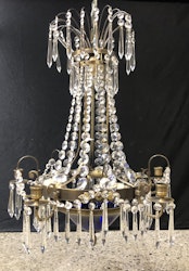 LJUSKRONA, metall, prismor, Gustaviansk stil, 1900-talets slut.