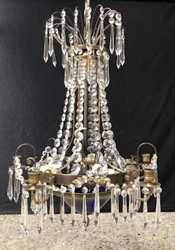 LJUSKRONA, metall, prismor, Gustaviansk stil, 1900-talets slut.