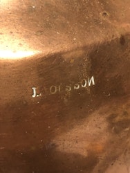 COPPER POT, three legs, JA Olsson, 19th century.