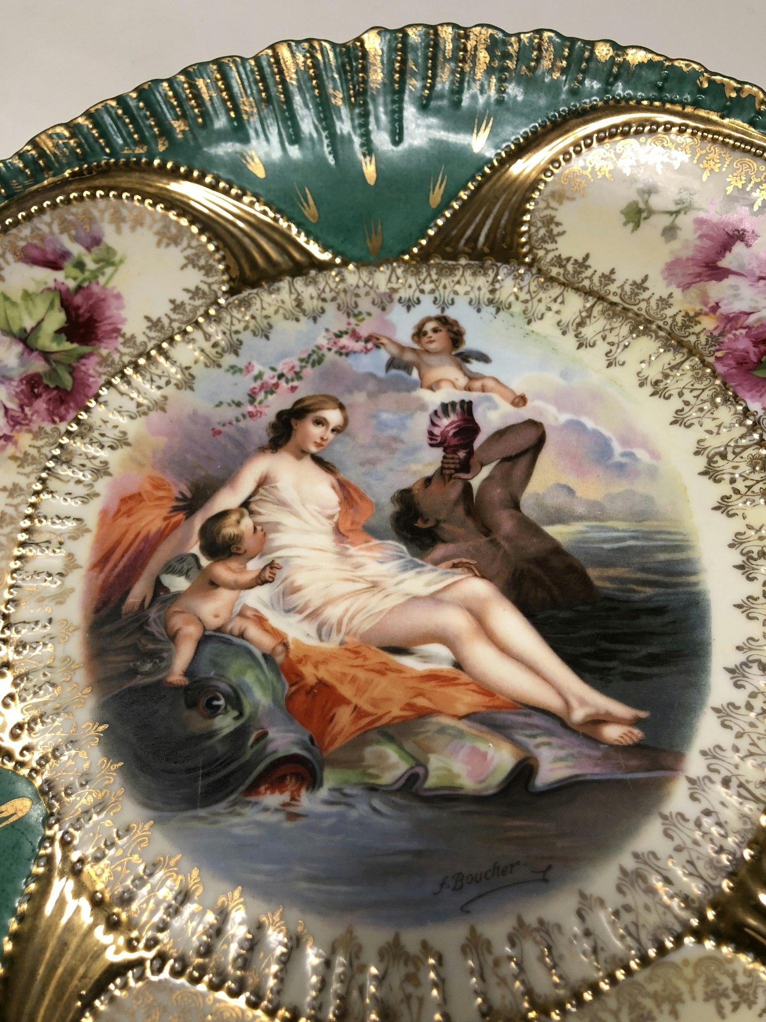 DISH, porcelain, by Boucher.
