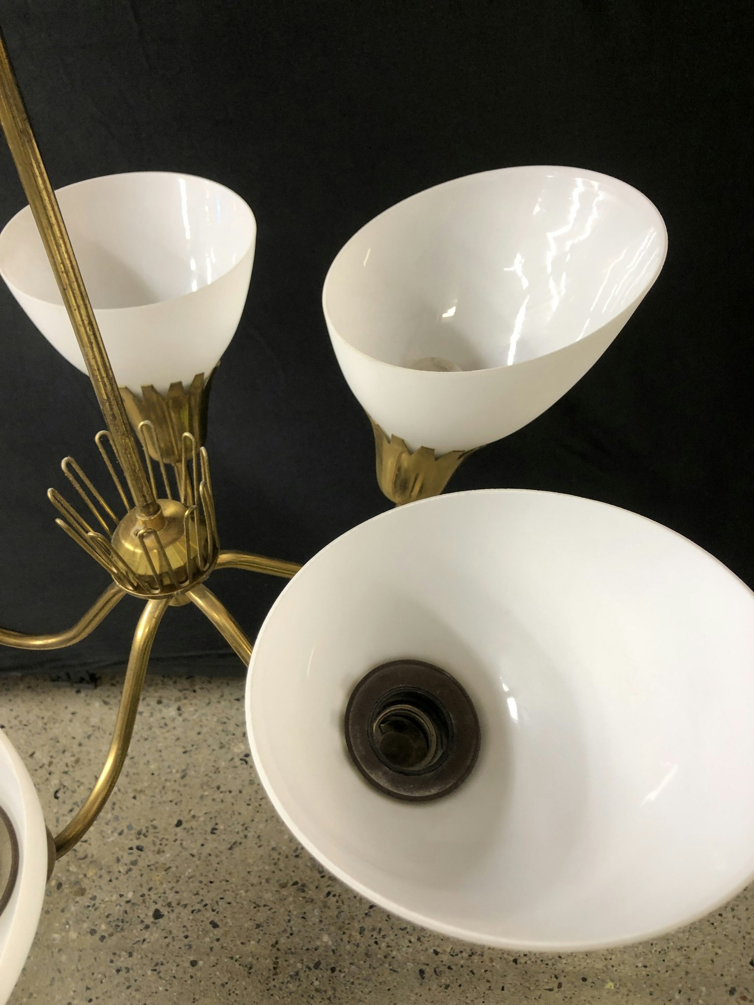 TAKLAMPA, mässing/glas, 1950/60-tal.