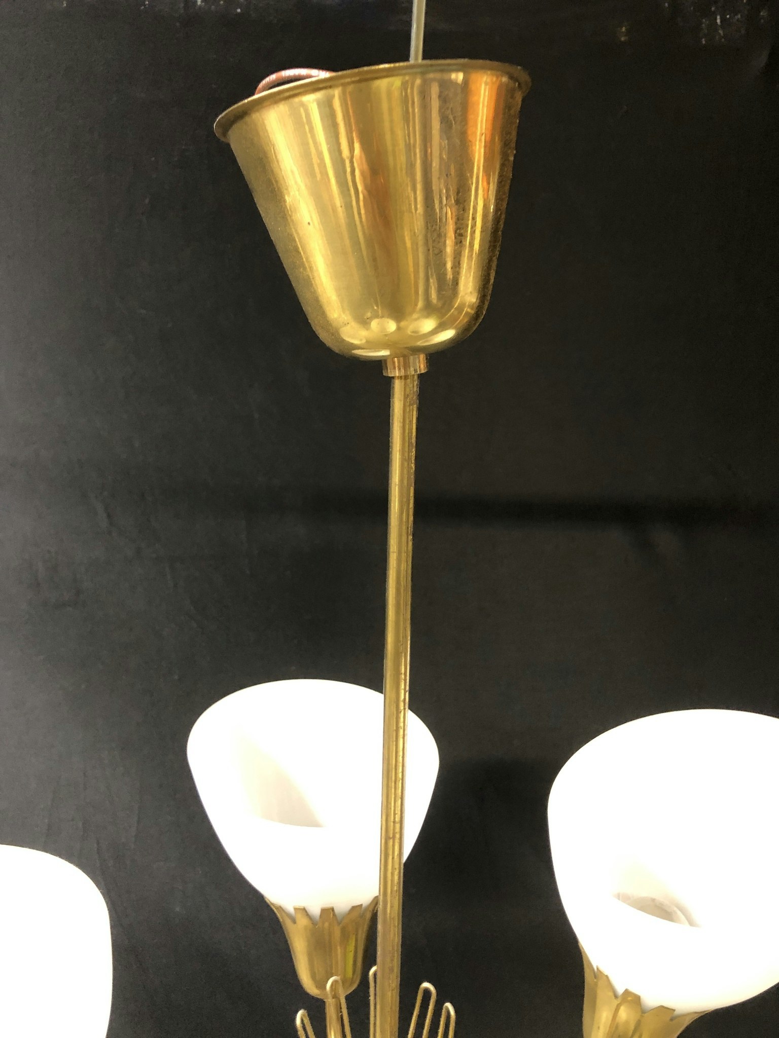 TAKLAMPA, mässing/glas, 1950/60-tal.