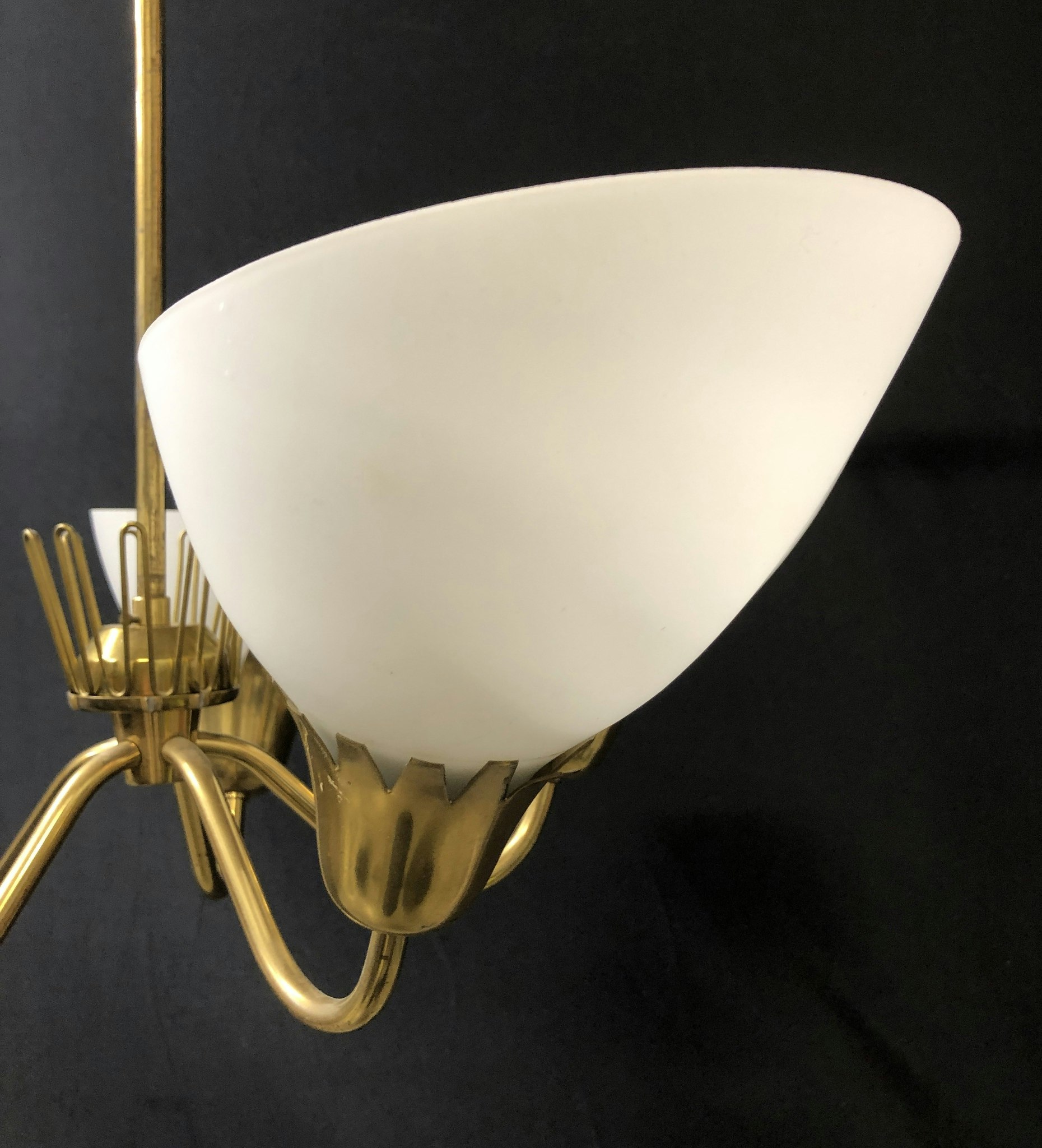 TAKLAMPA, mässing/glas, 1950/60-tal.