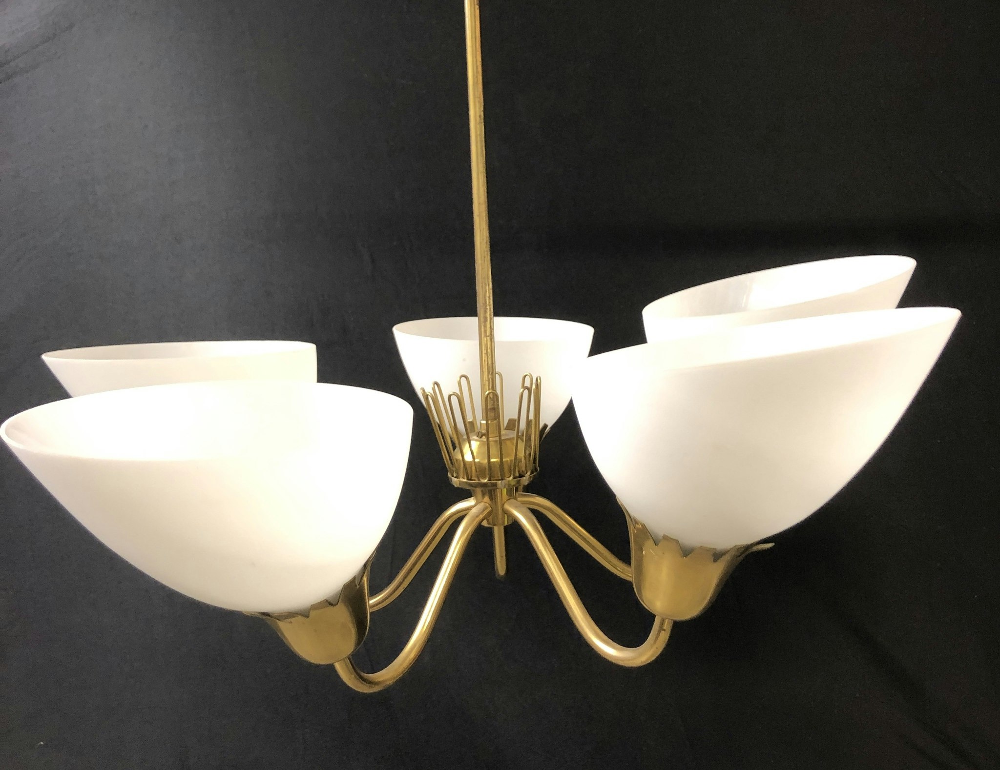 TAKLAMPA, mässing/glas, 1950/60-tal.