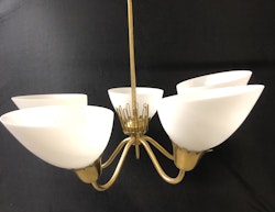 TAKLAMPA, mässing/glas, 1950/60-tal.