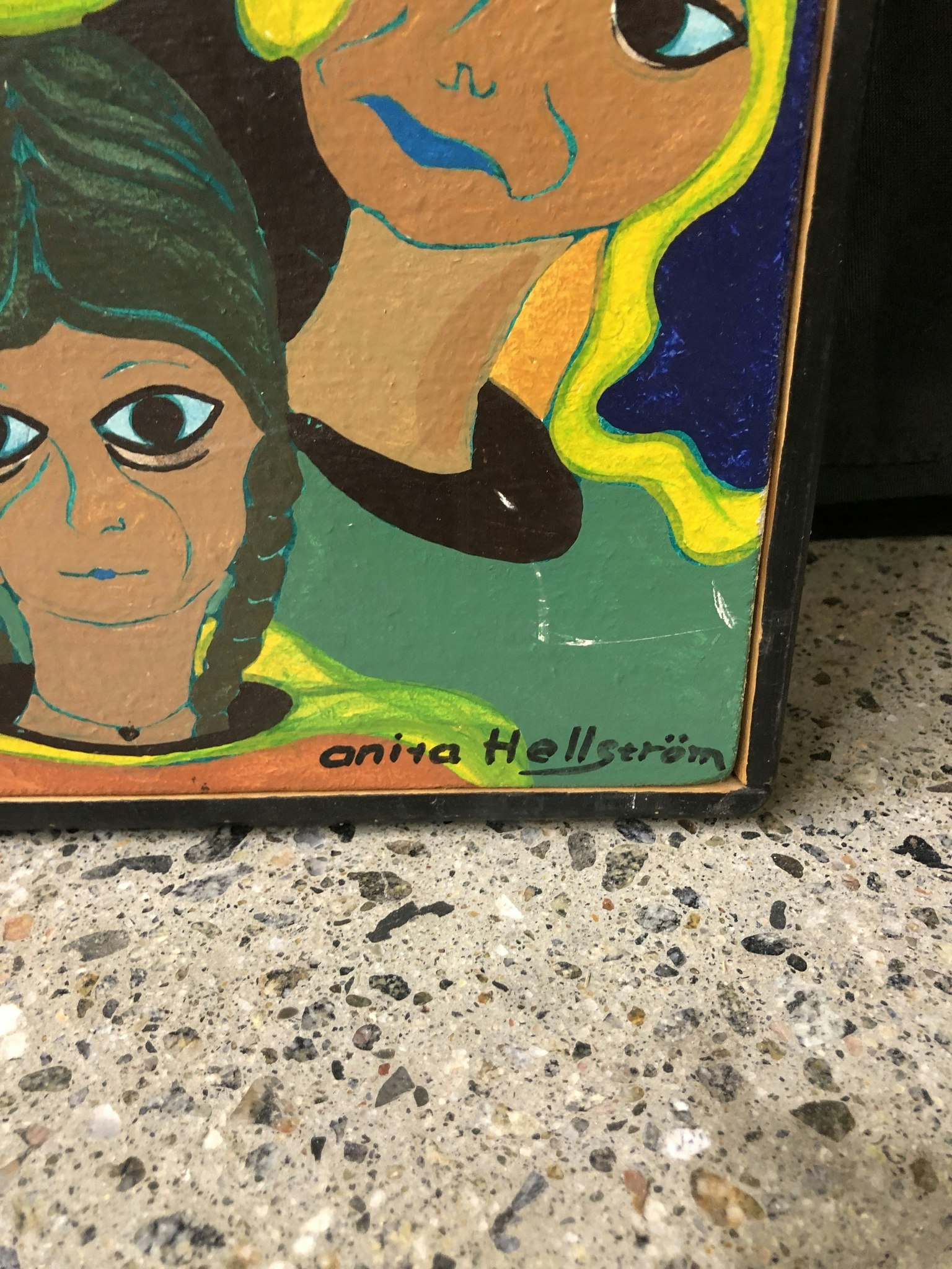 ANITA HELLSTRÖM, olja på spånskiva "Önske Portar" signerad och daterad -74.
