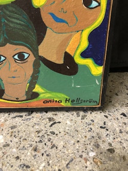 ANITA HELLSTRÖM, olja på spånskiva "Önske Portar" signerad och daterad -74.