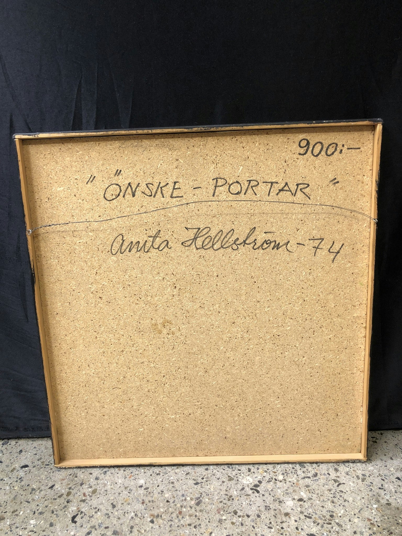 ANITA HELLSTRÖM, olja på spånskiva "Önske Portar" signerad och daterad -74.