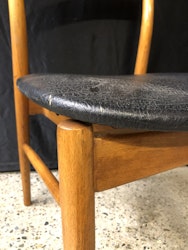 STOL, bok, svart läderimitation, "Terje" Ikea, 1960/70-tal.